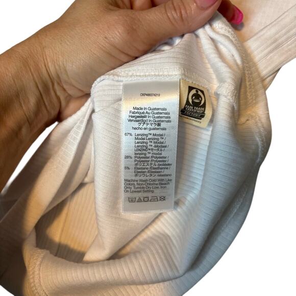 Madewell White Ribbed Scoop Neck Tank Top Size M NWT Modal Blend - Picture 8 of 8